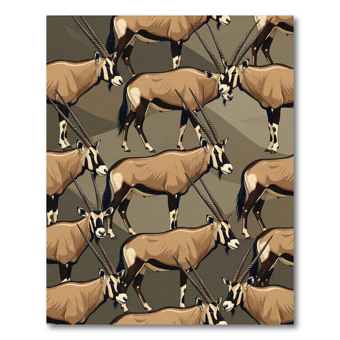 Earthy Taupe Oryx Animal Illustration Rug