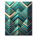 Geometric Teal Gold Pyramid Steps Rug