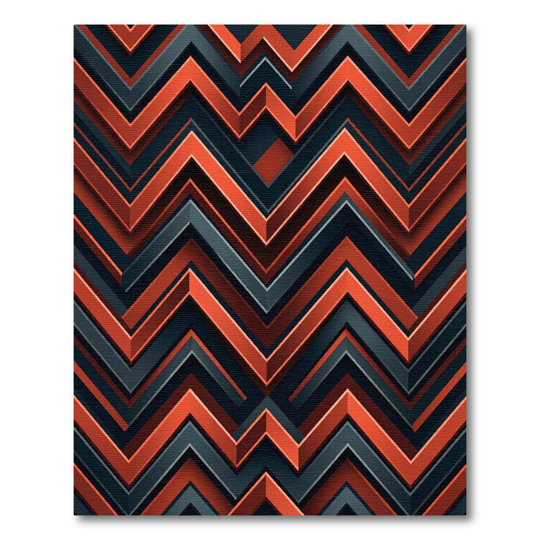 Bold Geometric Crimson and Charcoal Zigzag Rug
