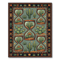 Sage Green Hourglass Cactus Desert Art Rug