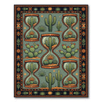 Sage Green Hourglass Cactus Desert Art Rug