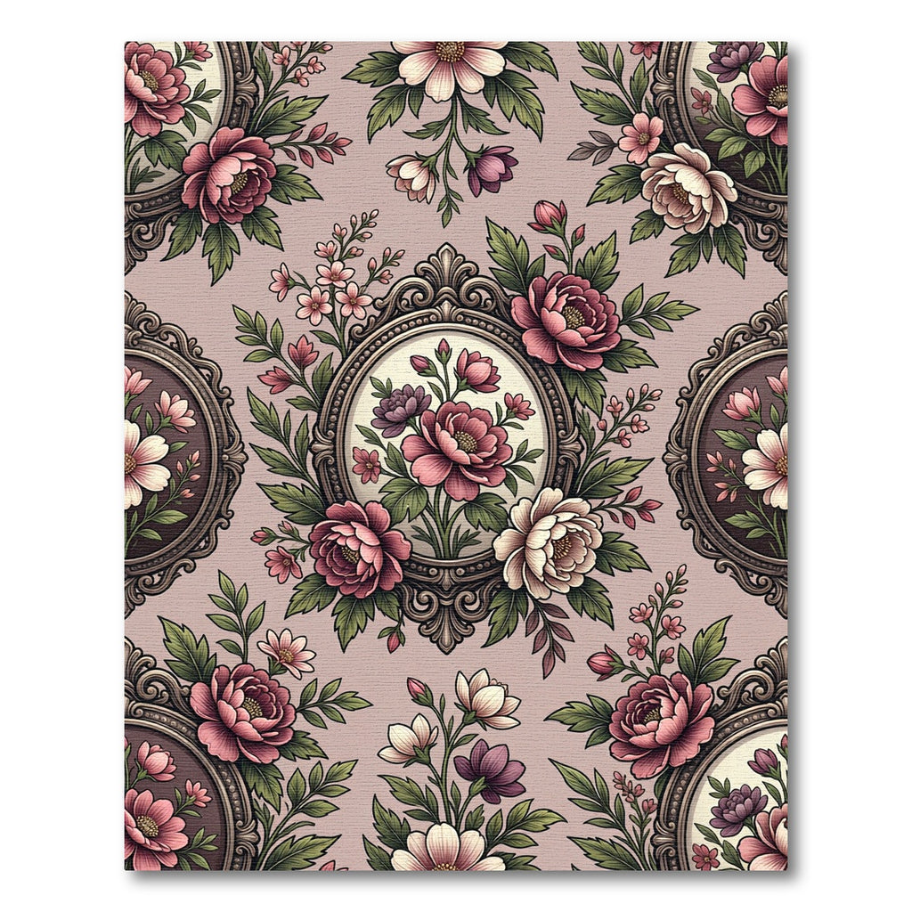 Victorian Pink Floral Portrait Rug