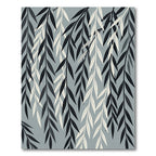 Minimalist Willow Branch Grey Leaf Art Rug