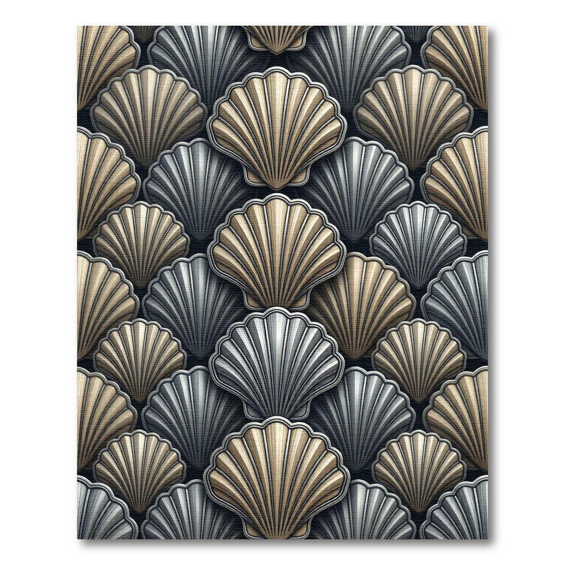 Glamorous Shell Texture Neutral Arrangement Rug