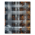 Industrial Metallic Grid with Rust Accents Rug