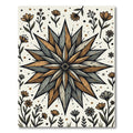 Earthy Starflower Woodcut Floral Illustration Rug