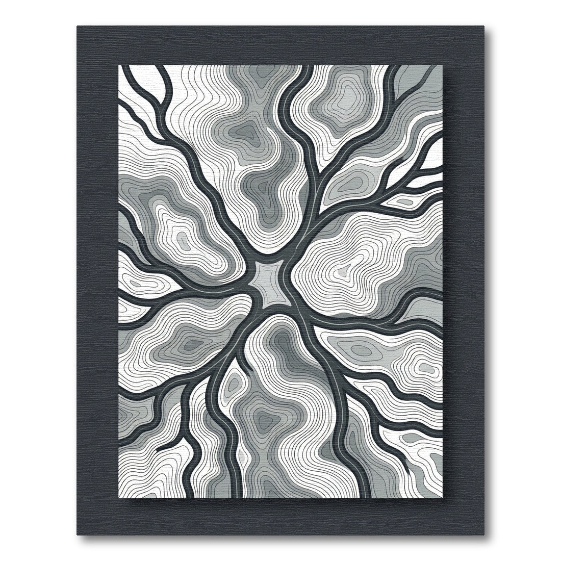 Monochrome Abstract Topographic Flowing Lines Rug