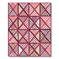 Geometric Coral and Taupe Grid Rug