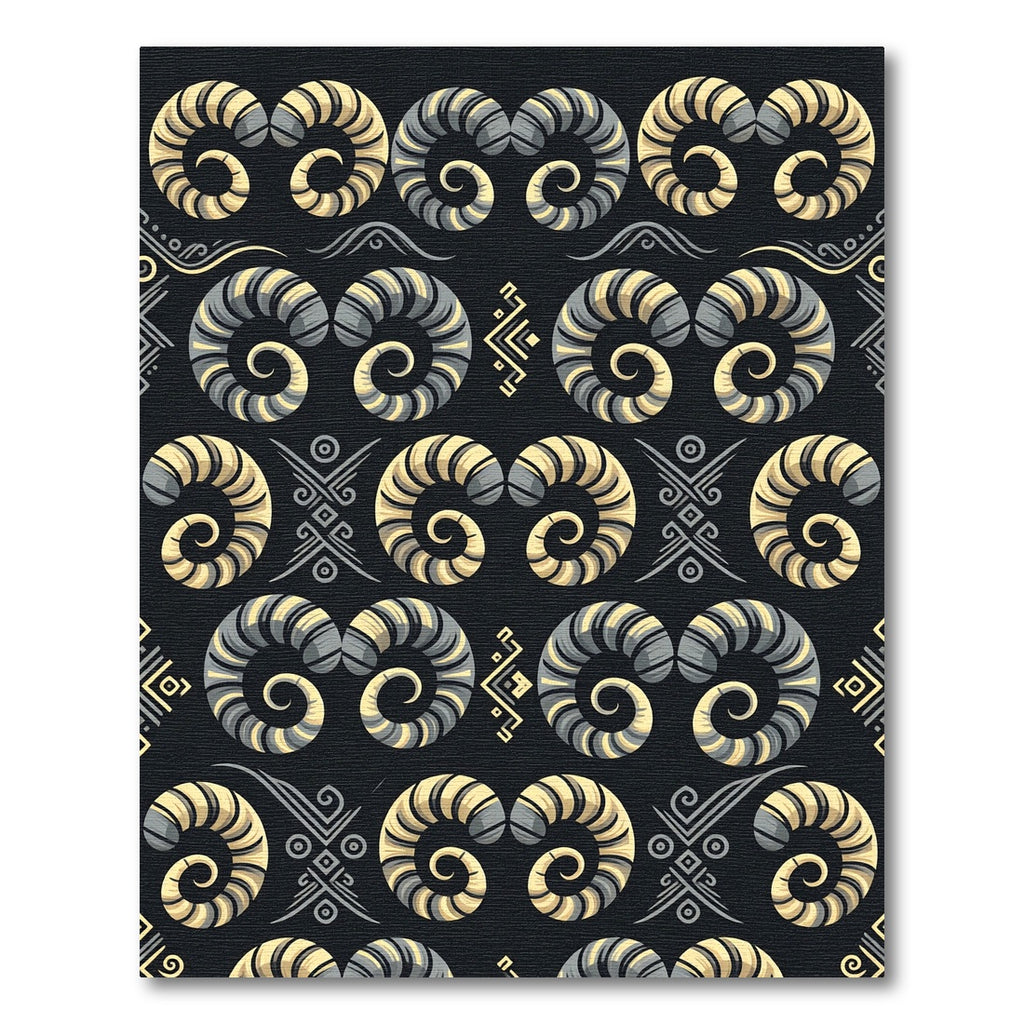 Golden Gray Spiral Ram Horn Rug