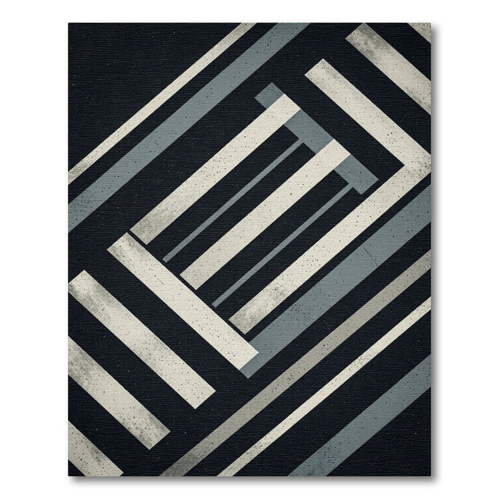 Modern Black White Gray Stripes Rug