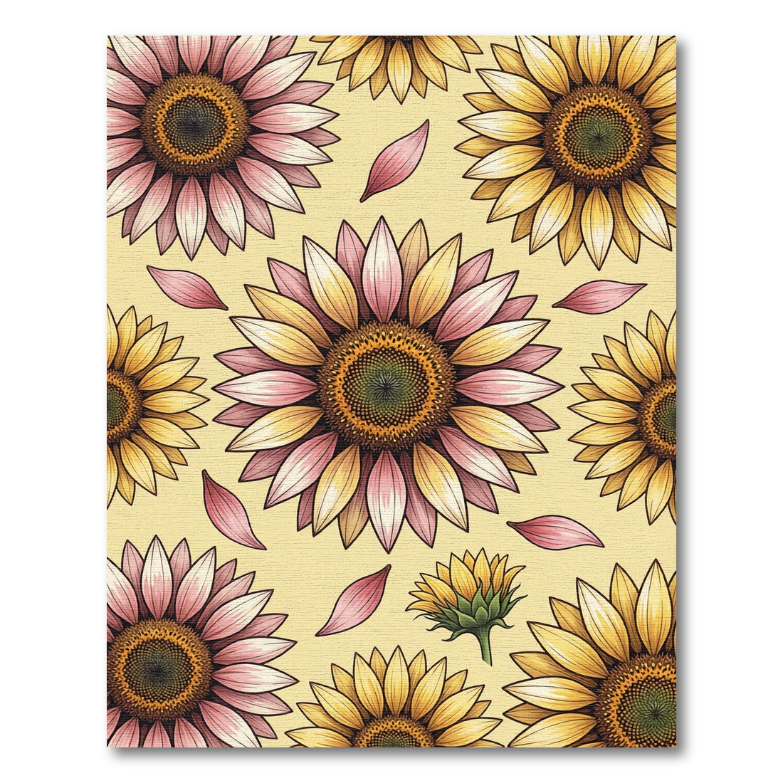 Soft Pastel Sunflower Meadow Art Rug
