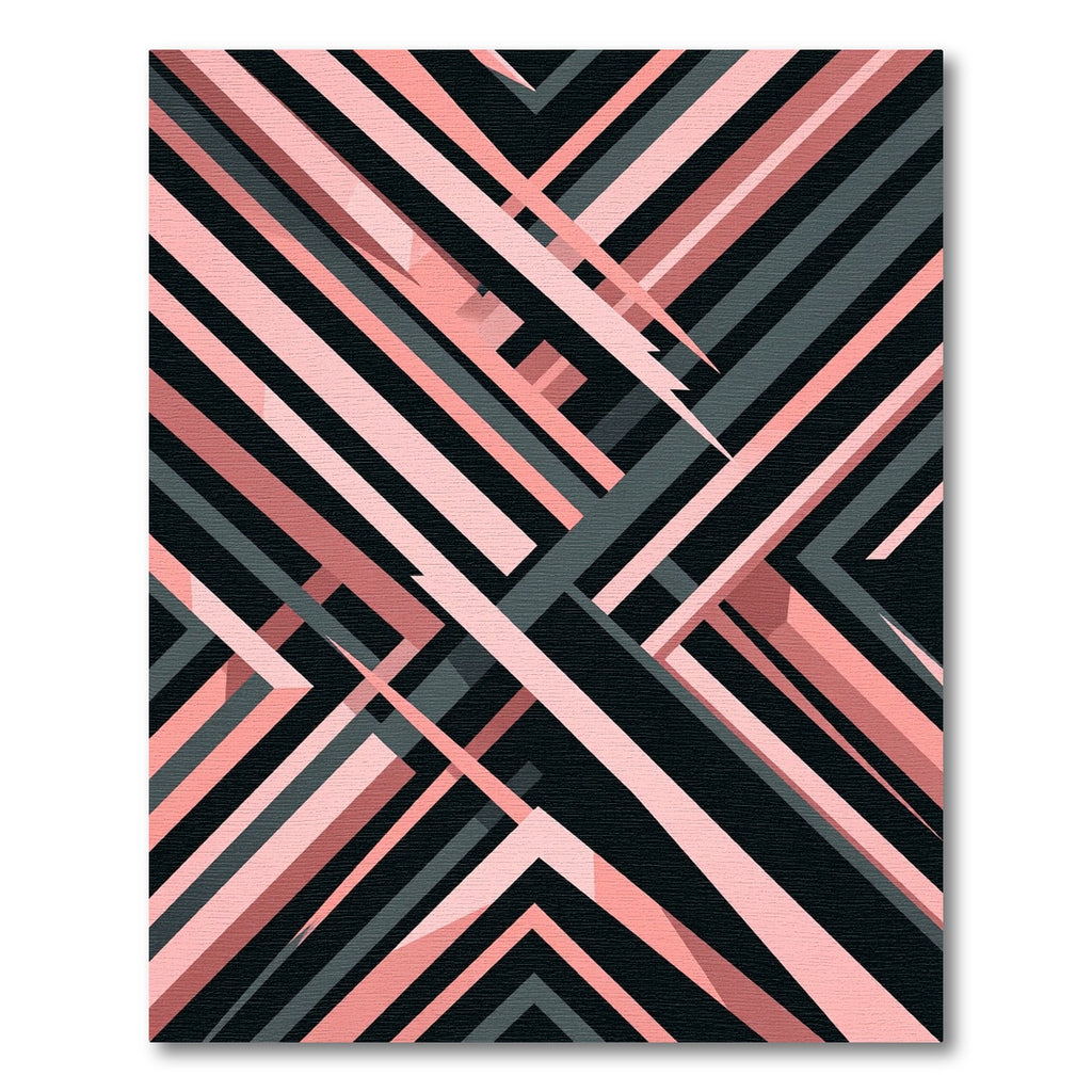 Modern Pink and Charcoal Linear Geometric Rug