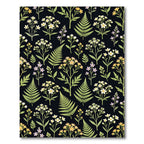Black Botanical Garden Floral Arrangement Rug