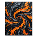 Black and Orange Abstract Swirl Rug