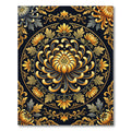 Golden Chrysanthemum Floral Medallion Rug