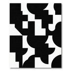Black White Geometric Abstract Squares and Curves Rug