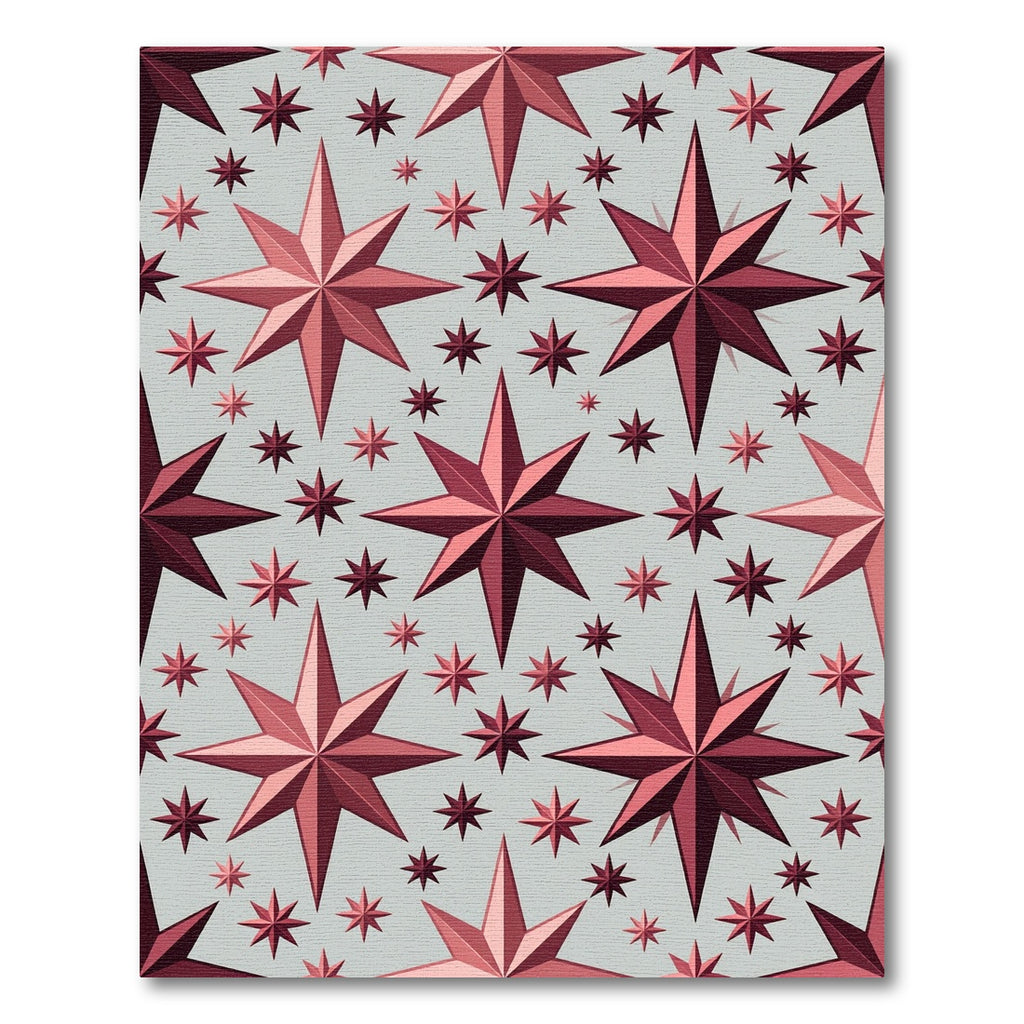 Crimson Multi-Point Star Arrangement Rug