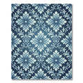 Classic Blue Floral Damask Scroll Rug