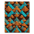 Teal and Amber Isometric Pyramid Abstract Rug