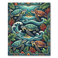 Tropical Sea Turtle Oceanic Wave Tapestry Rug