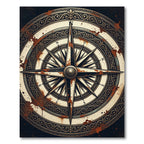 Antique Distressed Compass Nautical Medallion Rug