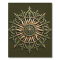 Ornate Olive Gold Sunburst Medallion Rug