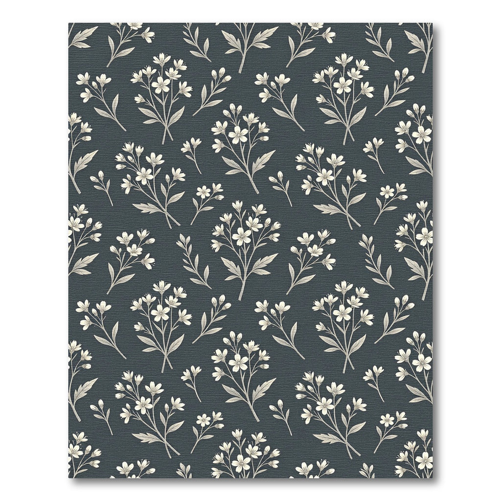 Charcoal White Delicate Branches Rug