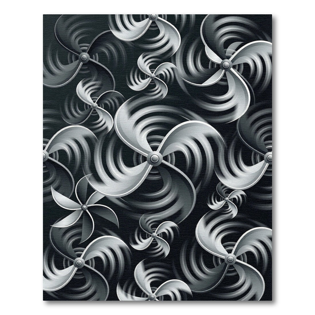 Dynamic Silver Propeller Vortex Rug