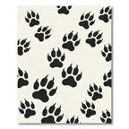 Playful Black Wildlife Paw Track Rug