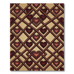 Red Heart Lattice Geometric Arrangement Rug