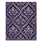 Damask Purple Floral Oval Rug