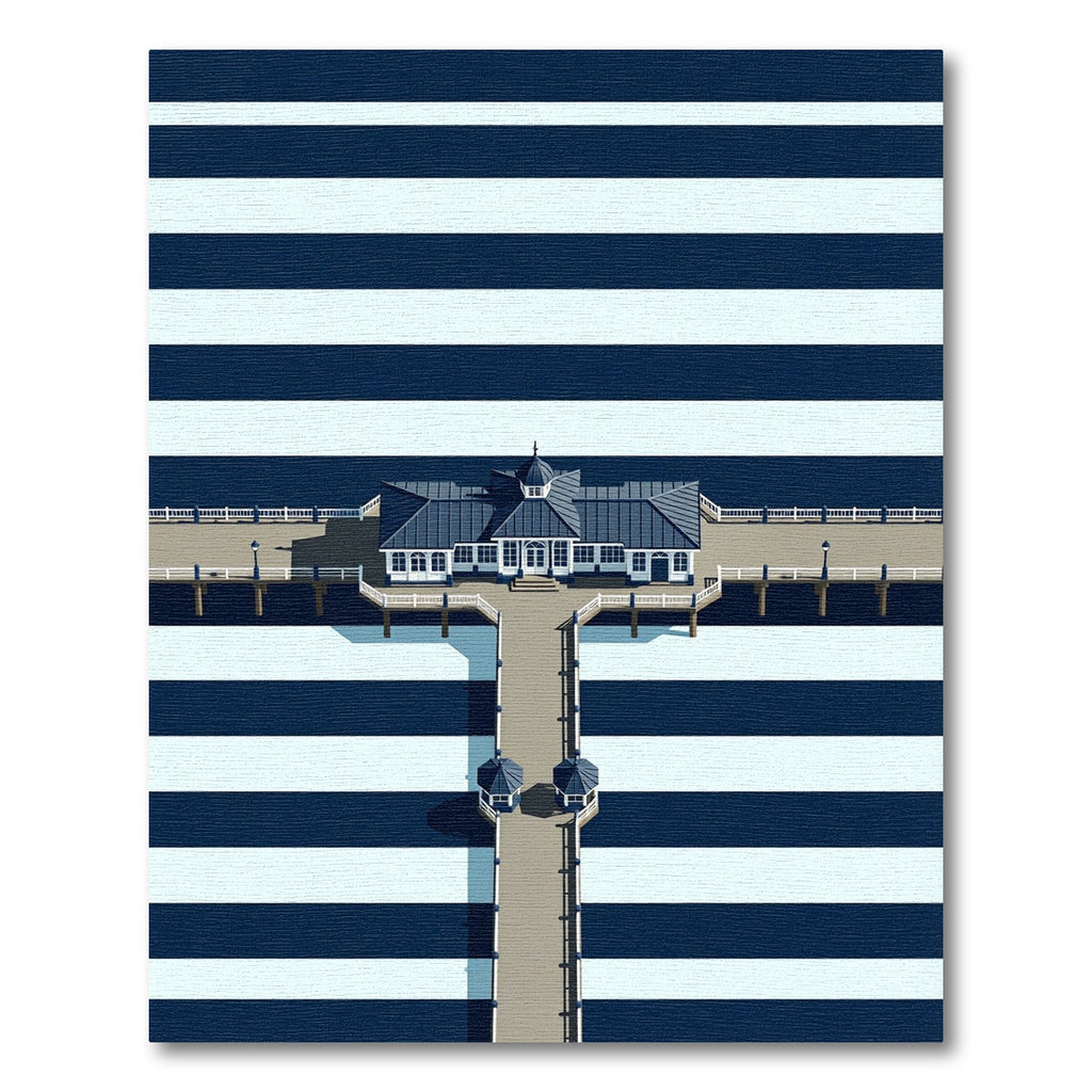 Minimalist Navy and White Striped Pier Rug