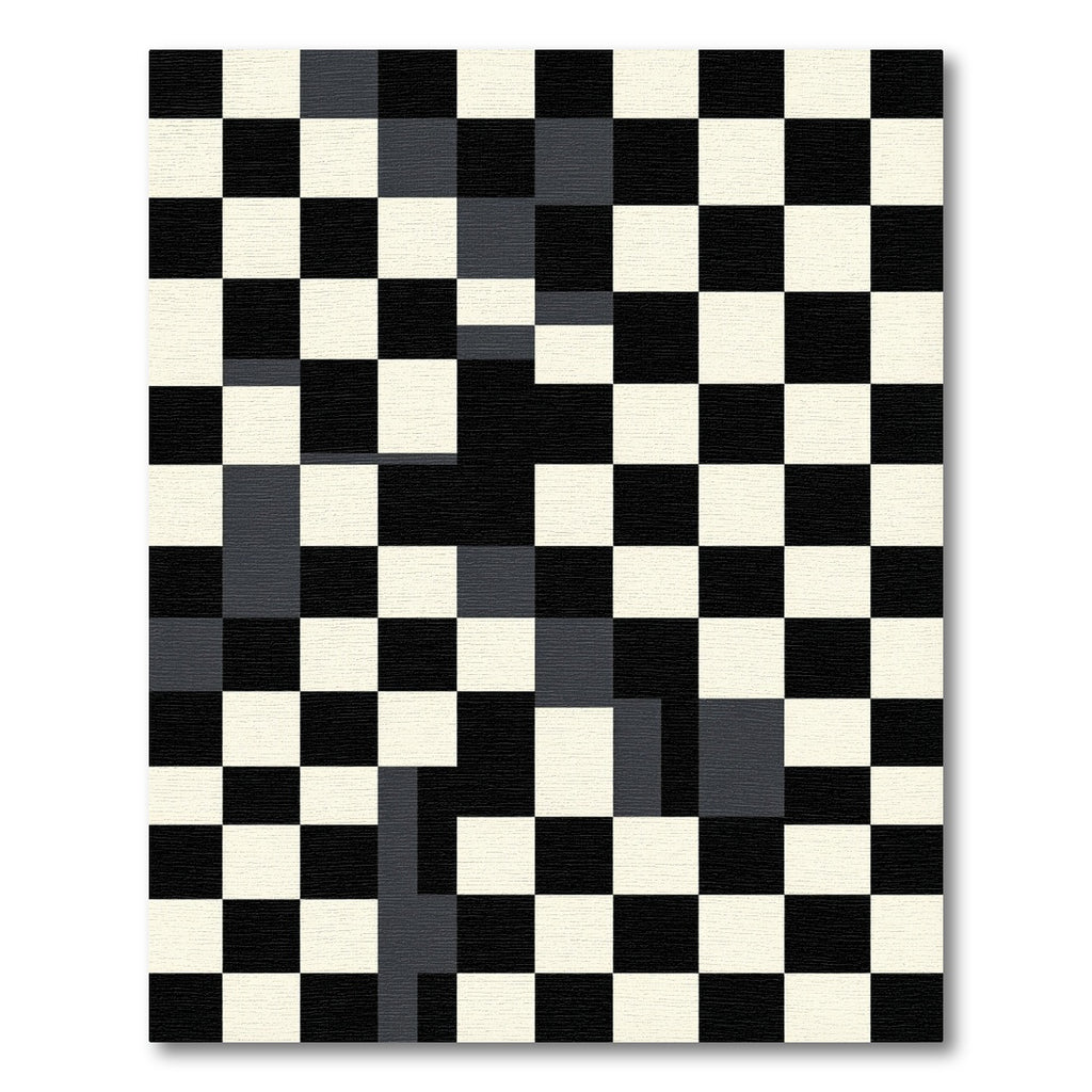 Monochromatic Graphic Checkerboard Arrangement Rug