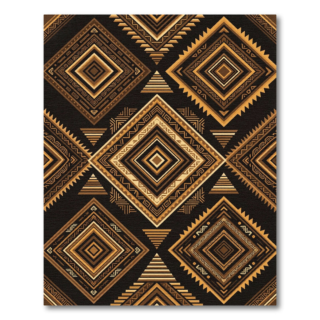 Brown Gold Diamond Tribal Rug