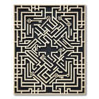 Geometric Gold Key Labyrinth Art Rug