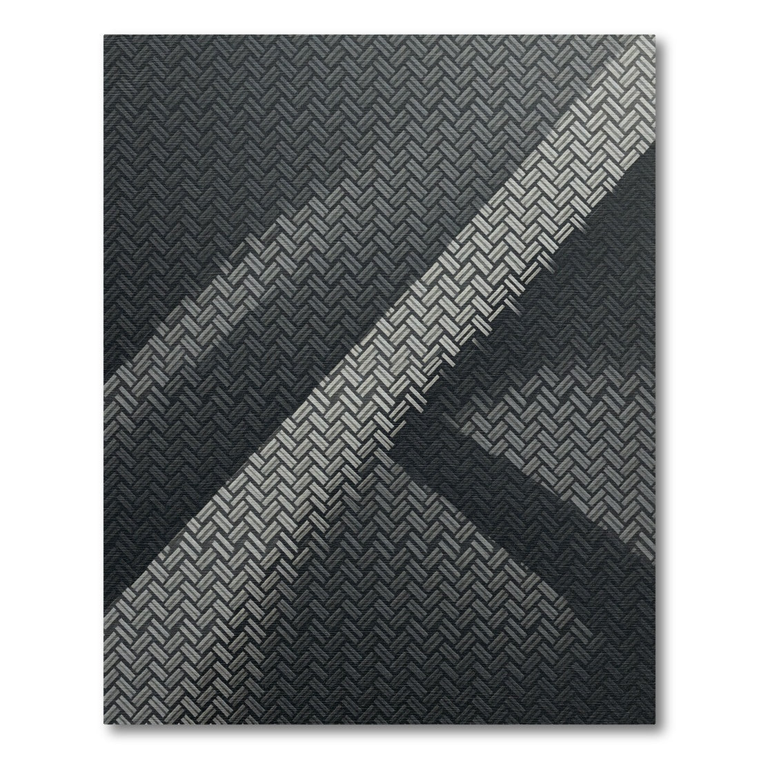 Modern Monochrome Geometric Interlocking Grid Rug