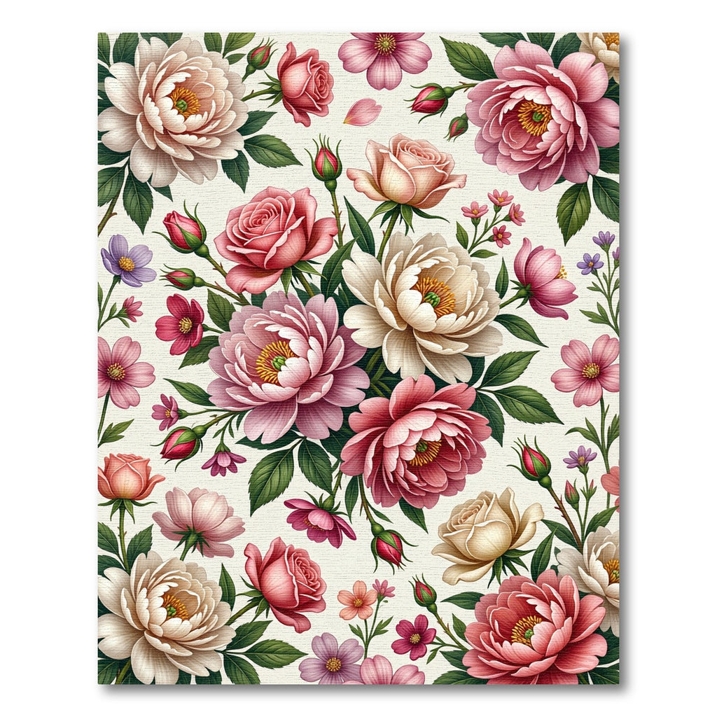 Elegant Blush Pink Floral Botanical Illustration Rug