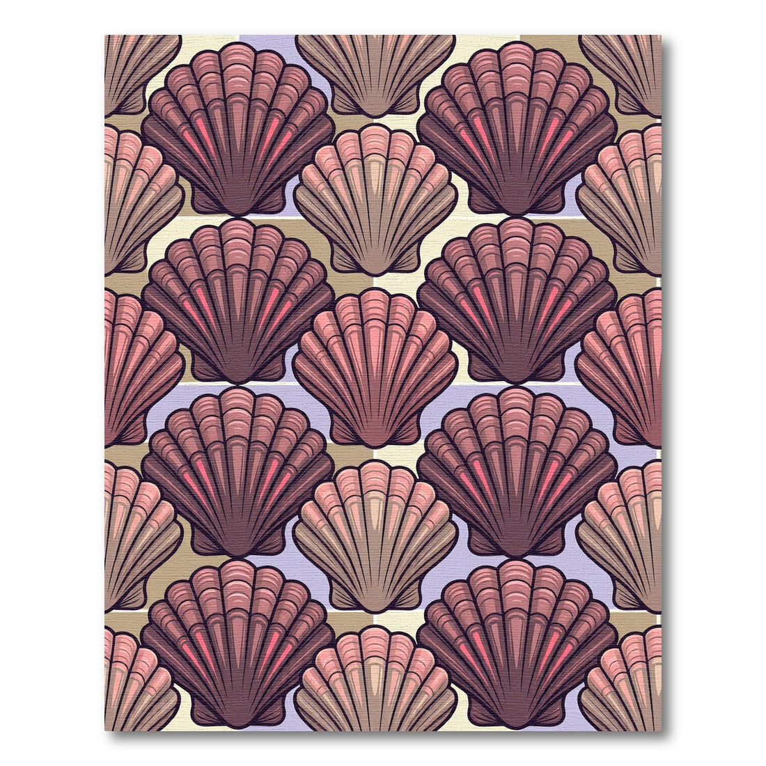 Pink Scallop Shell Coastal Pattern Rug