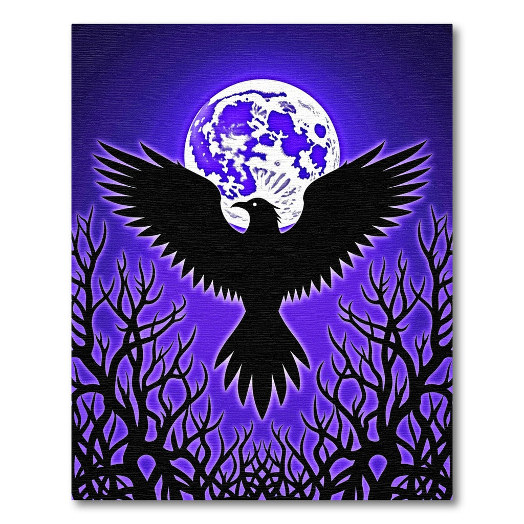 Ethereal Raven Moonlit Forest Rug