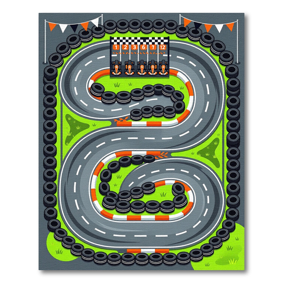 Dynamic Vibrant Formula Racing Track Rug