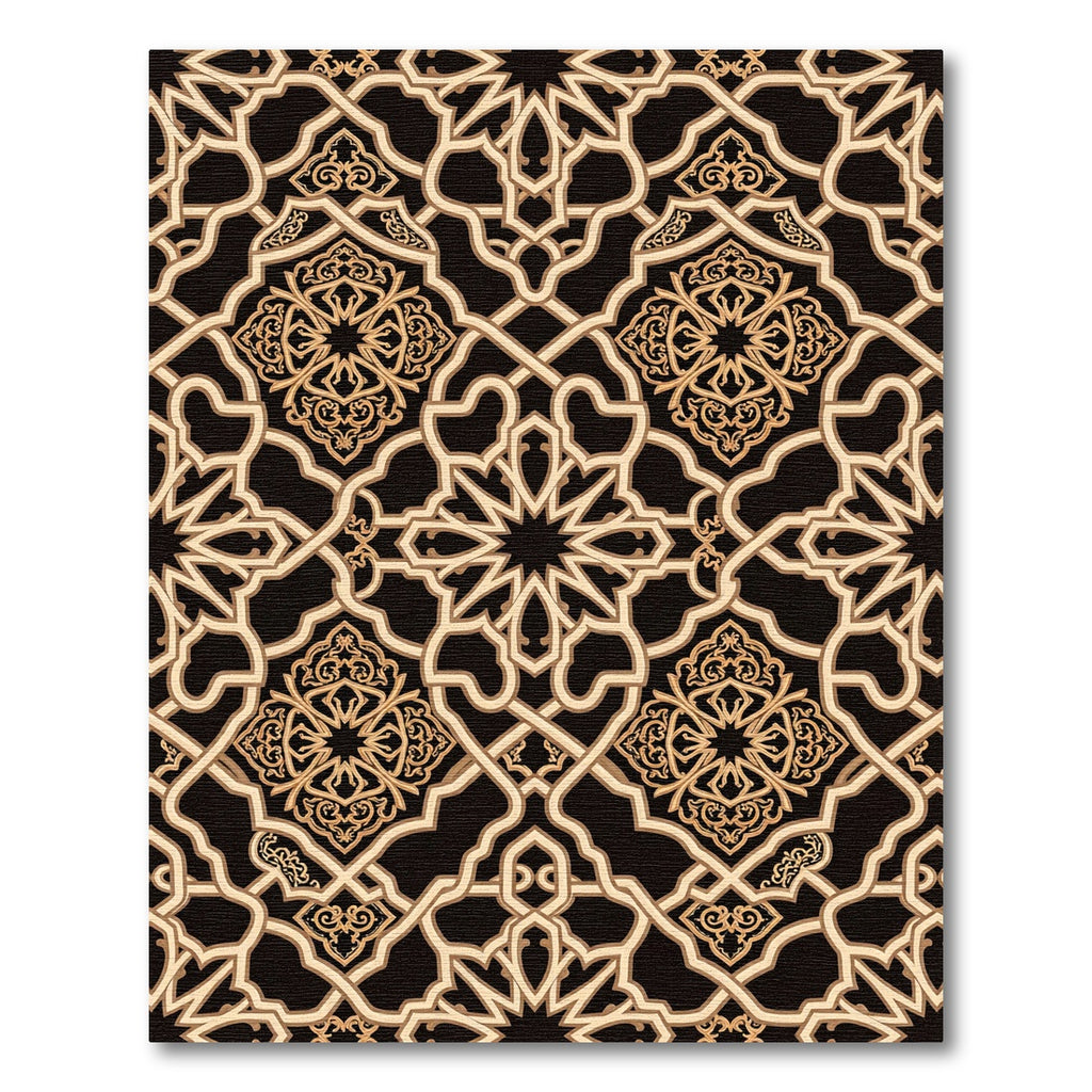 Elegant Gold Geometric Arabesque Tapestry Rug