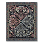 Ornate Winged Heart Floral Geometric Rug