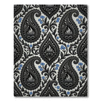 Classic Black Grey Paisley Forget Me Not Rug