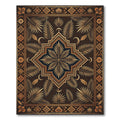 Golden Leafy Botanical Medallion Art Rug