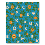 Teal Orange Floral Alphabet Collage Rug