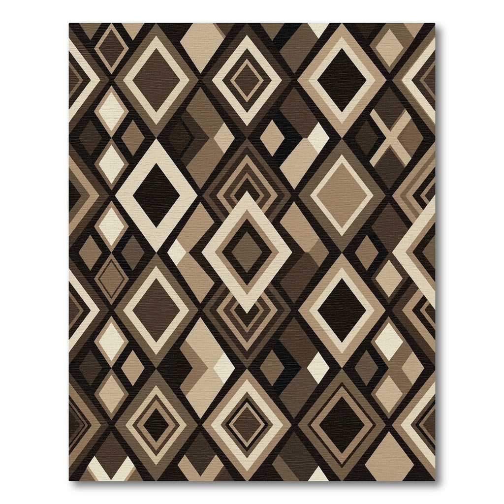 Geometric Brown Diamond Mosaic Art Rug