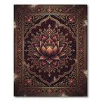 Ornate Deep Maroon Lotus Medallion Rug