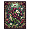 Deep Burgundy Floral Heart Garden Rug