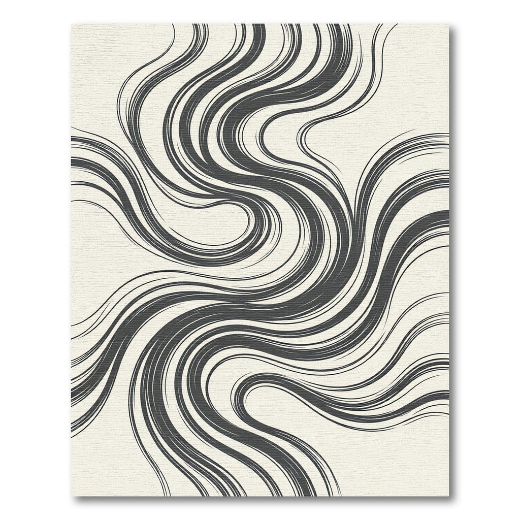 Gray Wavy Abstract Swirl Art Rug