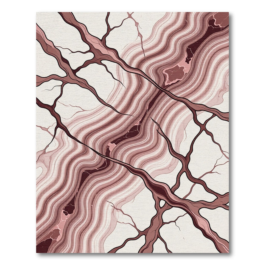 Crimson Swirl Veined Branch Art Rug